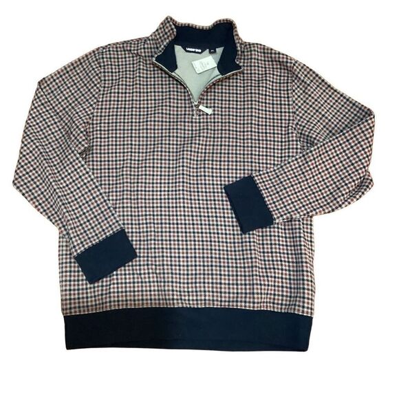 NWT Lands’ End Bedford Checkered print 1/4 zip Shirt Top XL - Picture 1 of 11